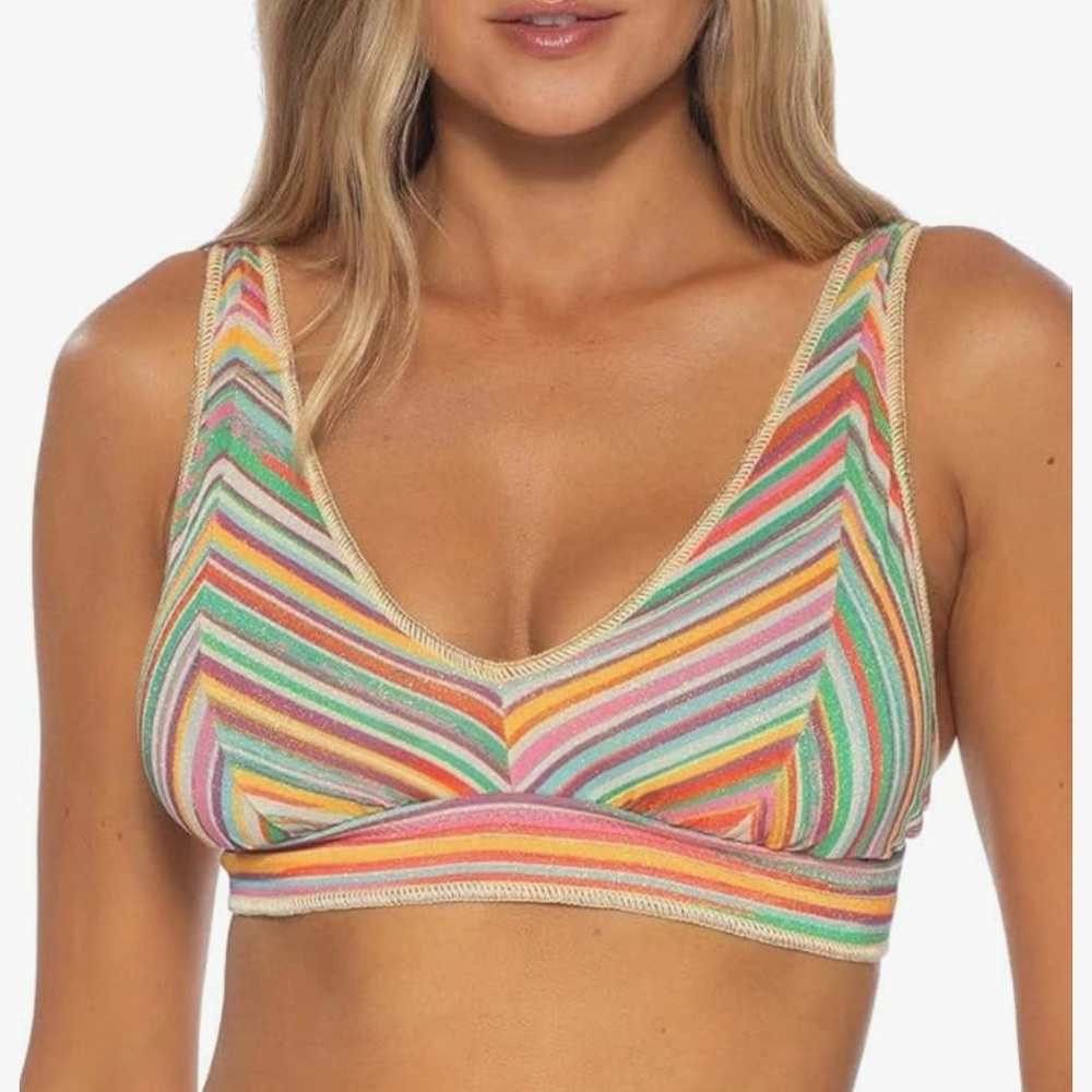 Becca by Rebecca Virtue Claire Metallic Bralette BikiniSpice Metallic DDD